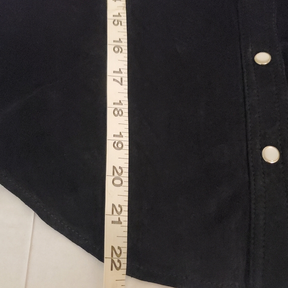 Brandon Thomas Womens Black Suede Leather Long Sleeve Button Front Shirt Jacket - Picture 10 of 10